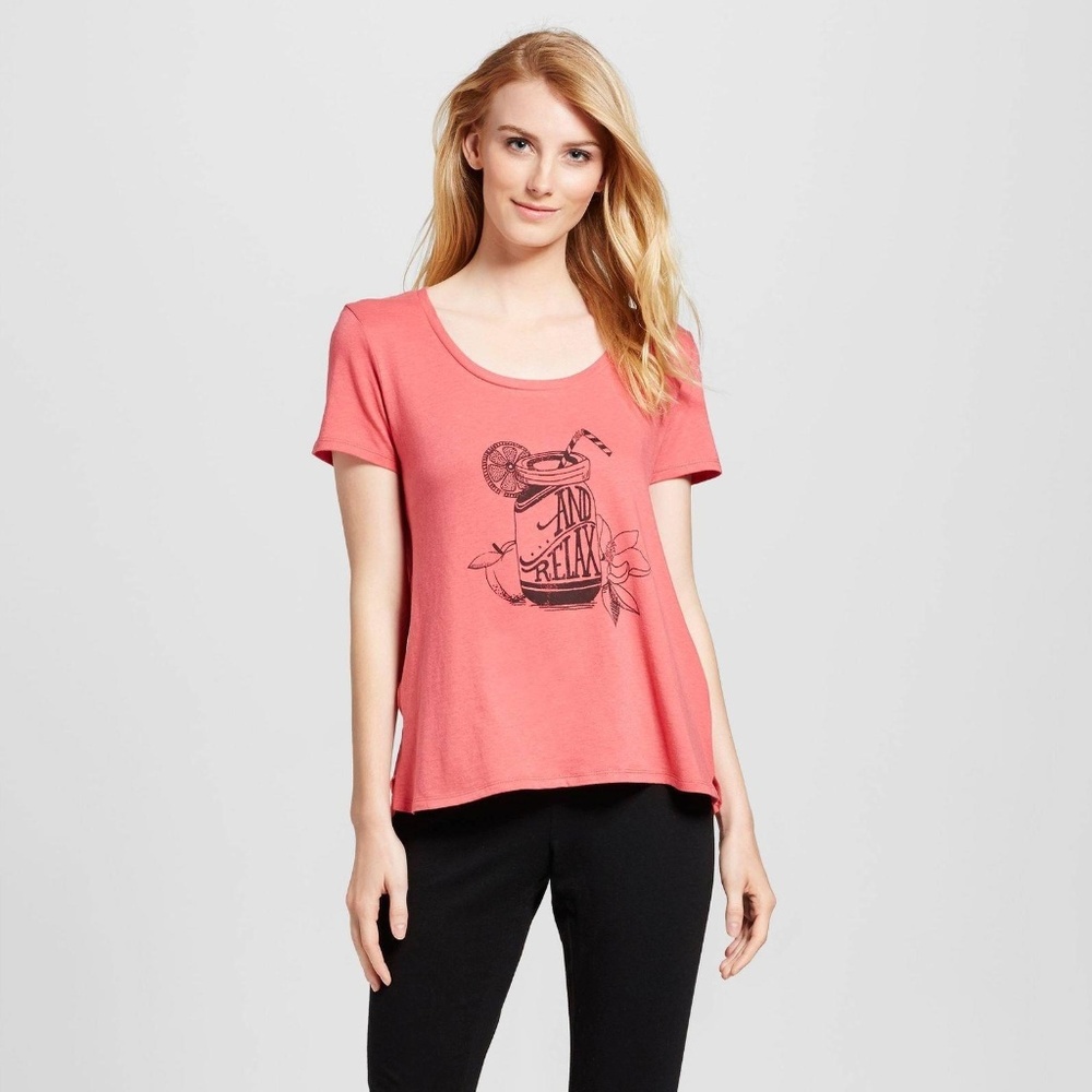 New Gilligan & O'Malley Pink Graphic Sleep T Shirt
